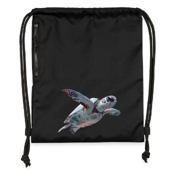 Geometrische Schildkröte Muster - Turnbeutel aus Recycling-Material - Schwarz - Vorne