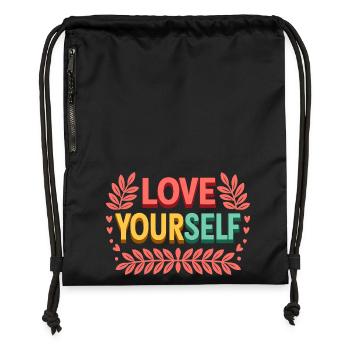 Liebe dich selbst - Turnbeutel aus Recycling-Material - Schwarz - Vorne