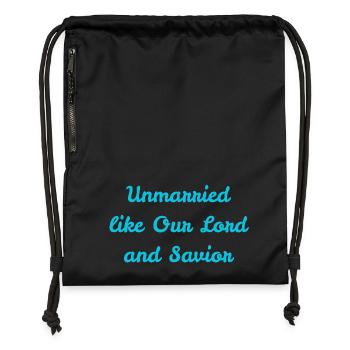 Unmarried Like Our Lord - Gymsac made from recycled material - black - Front