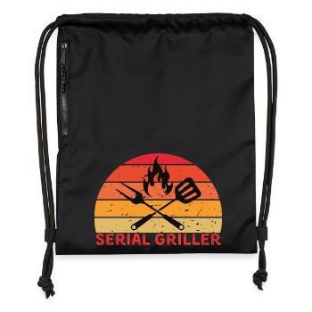 Serial Griller Retro BBQ Design - Turnbeutel aus Recycling-Material - Schwarz - Vorne