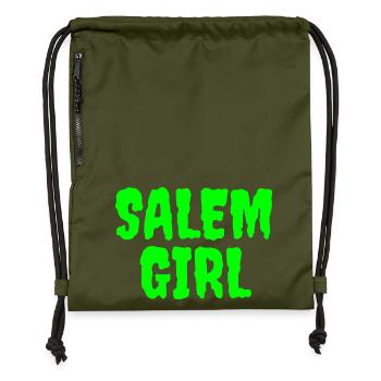 Lebendiges Salem Mädchen Grafik T-Shirt - Turnbeutel aus Recycling-Material - military Green - Vorne