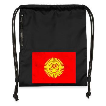 Flagge von Kirgisistan - Turnbeutel aus Recycling-Material - Schwarz - Vorne