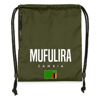 Mufulira, Zambia - Gymsac made from recycled material - military green - Front