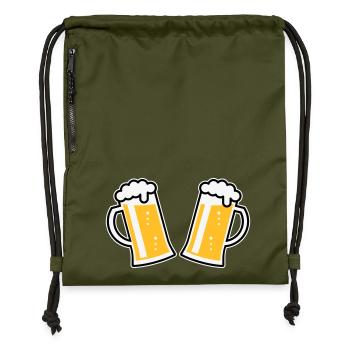 2 chopes à bière Prosten (bière / chope à bière / 3C) - Sac à cordon en polyester recyclé - military green - Devant