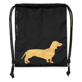 Dackel Gold Herrchen Frauchen Hund Hundefan Tier - Turnbeutel aus Recycling-Material - Schwarz - Vorne