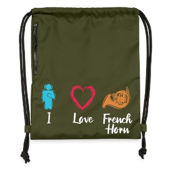 I love French horn - Gymsac made from recycled material - military green - Front