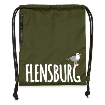 Flensburg Möwe - Turnbeutel aus Recycling-Material - military Green - Vorne
