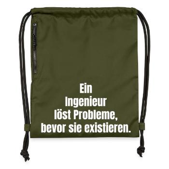 Engineer solves problems before they exist - Gymsac made from recycled material - military green - Front