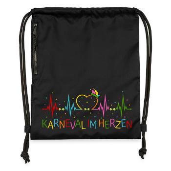 Karneval im Herzen - Turnbeutel aus Recycling-Material - Schwarz - Vorne