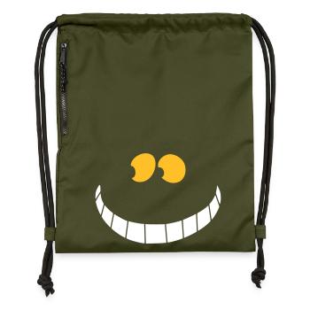 Grinsekatze - Turnbeutel aus Recycling-Material - military Green - Vorne