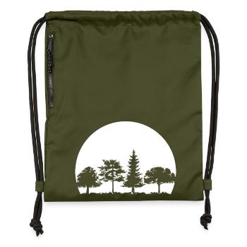 Wald Mond Mischwald Natur Eiche Buche Birke Fichte - Turnbeutel aus Recycling-Material - military Green - Vorne