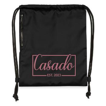 2023 Fête de mariage du marié de fiançailles - Sac à cordon en polyester recyclé - noir - Devant