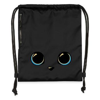 Katzenaugen - Turnbeutel aus Recycling-Material - Schwarz - Vorne