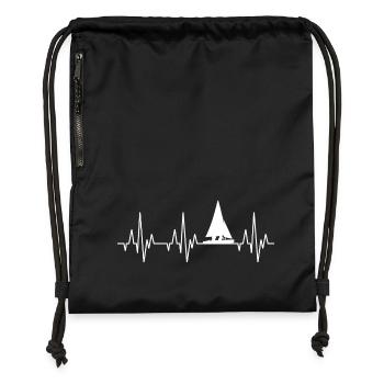 Heartbeat ECG sailing sailboat sailing ship - Gymsac made from recycled material - military green - Front