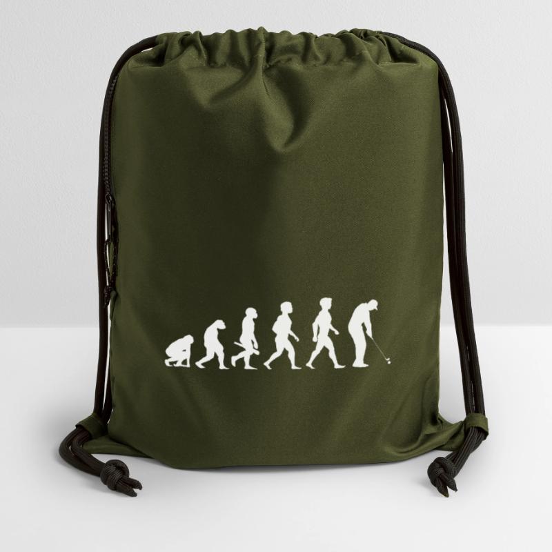 Evolution Golf Golfer Golfer Terrain de golf Sac à cordon en polyester recyclé