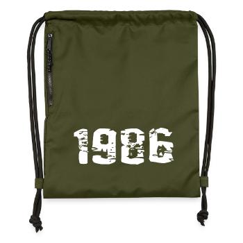 Year of birth 1986 - Gymsac made from recycled material - military green - Front
