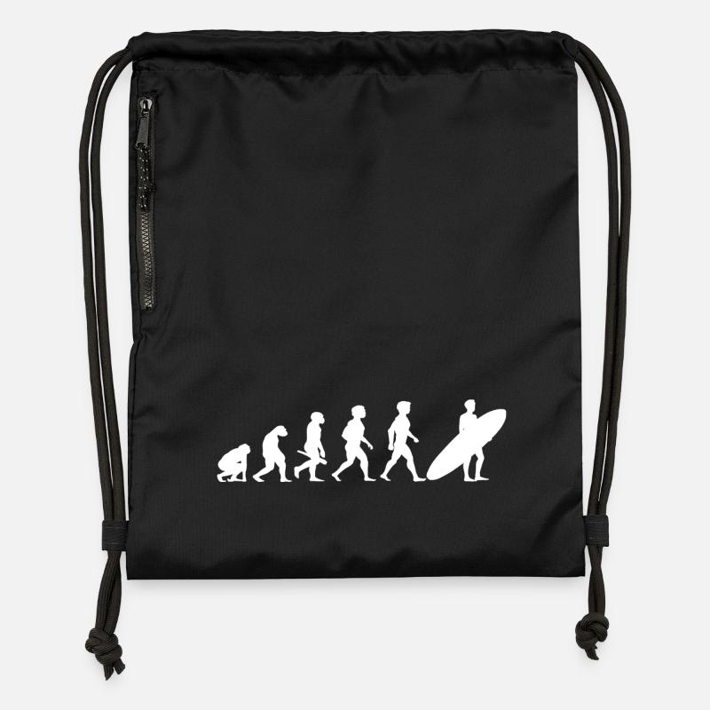 Evolution Surfing Surfer Surfboard Wellenreiten - Turnbeutel aus Recycling-Material - Schwarz