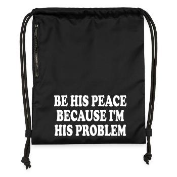 be his peace because im his problem - Sac à cordon en polyester recyclé - military green - Devant