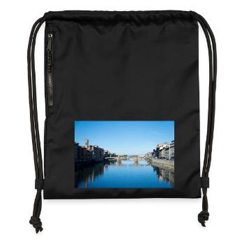 Ponts de Florence Italie V - Sac à cordon en polyester recyclé - noir - Devant