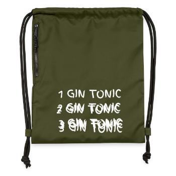 1 2 3 Gin Tonic Schrift betrunken - Turnbeutel aus Recycling-Material - military Green - Vorne