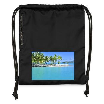 Lagon de Bora Bora - Sac à cordon en polyester recyclé - noir - Devant