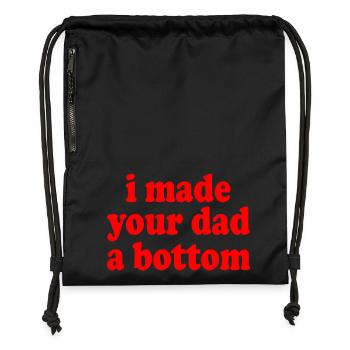 I made your dad a bottom - Gymsac made from recycled material - black - Front