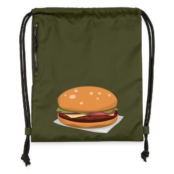 Leckerer Hamburger - Turnbeutel aus Recycling-Material - military Green - Vorne