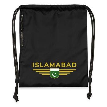 Islamabad Design – Style de la capitale - Sac à cordon en polyester recyclé - noir - Devant