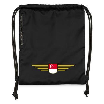 Singapur Fan Outfit Design T Shirt - Turnbeutel aus Recycling-Material - Schwarz - Vorne