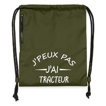 J'peux pas j'ai tracteur - Je peux pas j'ai tracte - Sac à cordon en polyester recyclé - military green - Devant