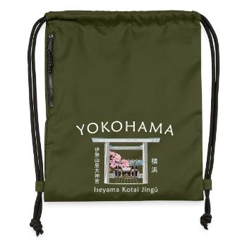 Yokohama, Japan, Iseyama Kotai Jingu Torii Shrine - Gymsac made from recycled material - military green - Front