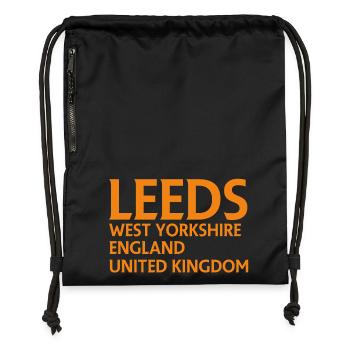 Leeds – England Lyrics Design - Gymsac made from recycled material - black - Front