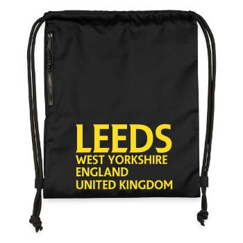 Leeds – England Lyrics Design - Gymsac made from recycled material - black - Front
