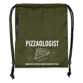 Étude de pizzalogue sur la blague sur la pizza sur la nourriture drôle - Sac à cordon en polyester recyclé - military green - Devant