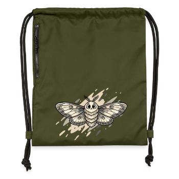Illustration du papillon de nuit - Sac à cordon en polyester recyclé - military green - Devant