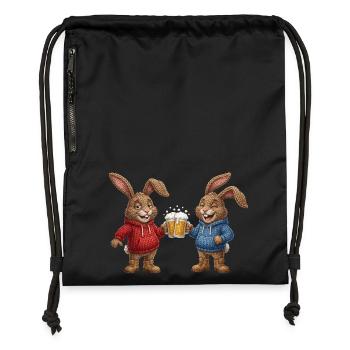 Fête de lapins de bière de Pâques Festons Santé Pâques - Sac à cordon en polyester recyclé - noir - Devant