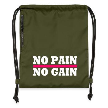 No pain no gain - Sac à cordon en polyester recyclé - military green - Devant