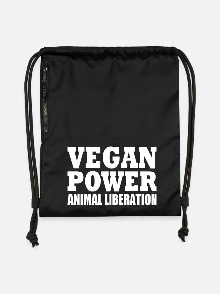 Vegan power animal liberation - Turnbeutel aus Recycling-Material - Schwarz