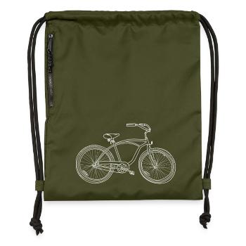 Custom Bicycle Cruiser Illustration - Gymsac made from recycled material - military green - Front
