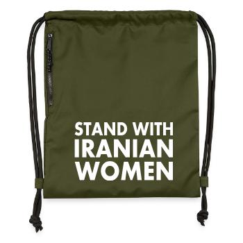 Stand with iranian women - Gymsac made from recycled material - military green - Front
