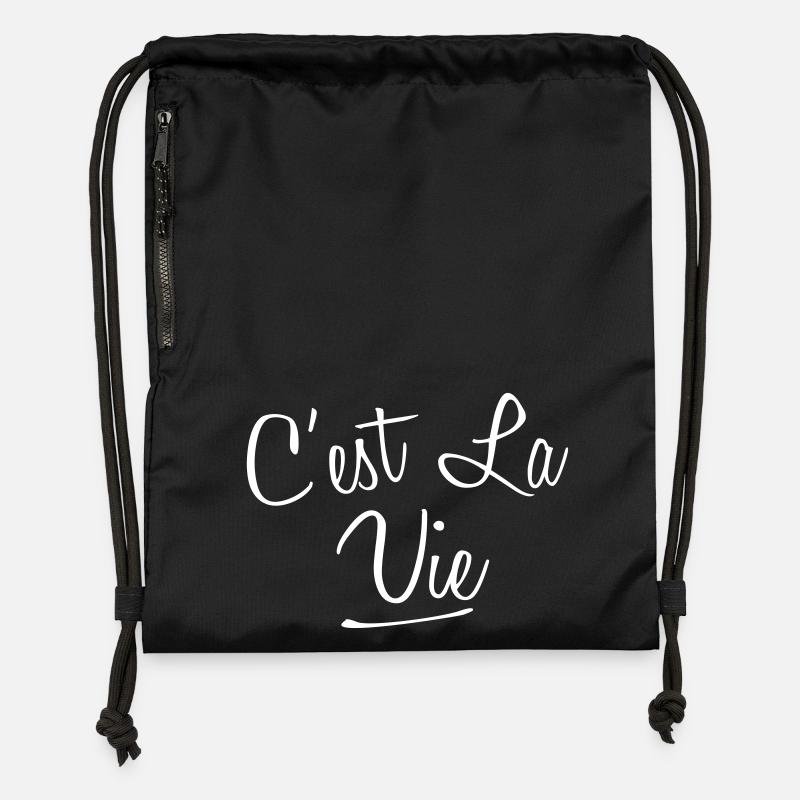 Cest La Vie - Sac à cordon en polyester recyclé - noir