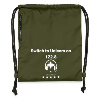 Piloten Funkspruch - Switch to Unicom - Turnbeutel aus Recycling-Material - military Green - Vorne