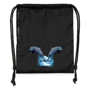 2 dolphins jumping out of the water - Gymsac made from recycled material - black - Front