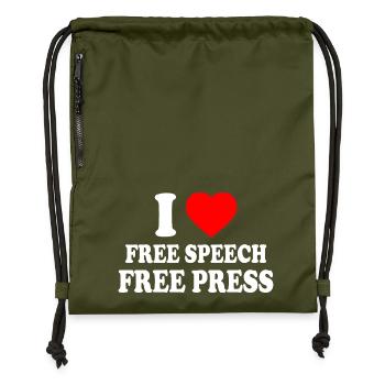 i love free speech free press - Sac à cordon en polyester recyclé - military green - Devant