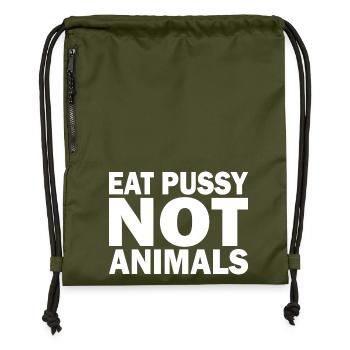 Eat pussy not animals - Sac à cordon en polyester recyclé - military green - Devant