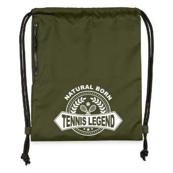 Natural Born Tennis Legend - lustiger Spruch - Turnbeutel aus Recycling-Material - military Green - Vorne