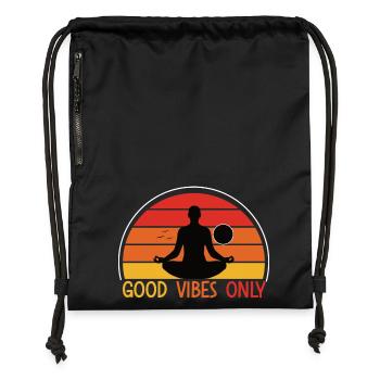 Meditativer Sonnenuntergang mit Yoga Silhouette - Turnbeutel aus Recycling-Material - Schwarz - Vorne