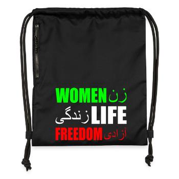 Women life freedom iran - Turnbeutel aus Recycling-Material - Schwarz - Vorne