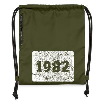 Année rétro 1982 avec design de démolition - Sac à cordon en polyester recyclé - military green - Devant