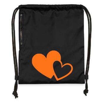 Cœur orange motif de cœur orange - Sac à cordon en polyester recyclé - noir - Devant